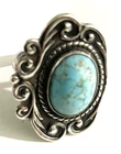 Vintage Mexico 925 Sterling Silver Ring with Turquoise Size: 7 - 5.9g.