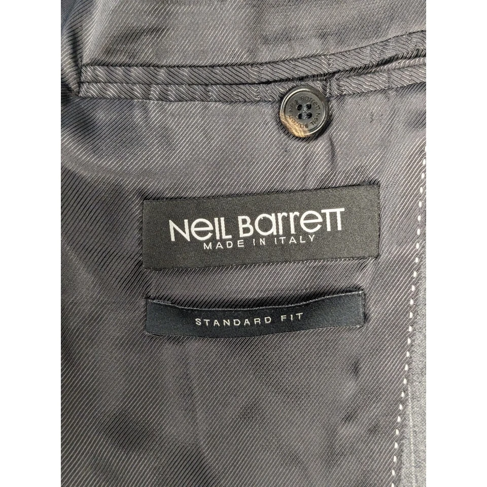 Neil Barrett Italia Para hombres 40 Lana Rayas Blazer Traje Chaqueta Gris Ajuste Estándar Foto 2 de 4