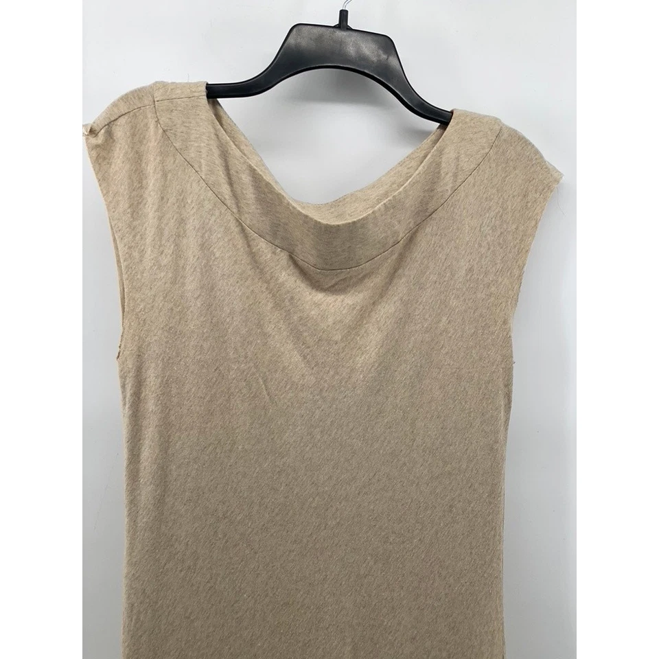 AKIKO Women's Tan Crewneck Sleeveless Cutout Drapey Back Casual Mini Dress SZ XS - Image 3 of 4