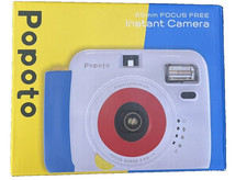 Instant Camera 60mm Focus Free Photos Develop in Minutes Wht w/Red Front Popoto