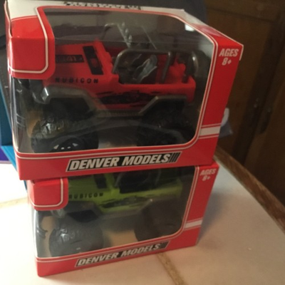 #ad TWO 2 Menards quot;Denver Modelsquot; Rubicon Jeeps 1 Green 1 Red both #1941 NIB $12.88