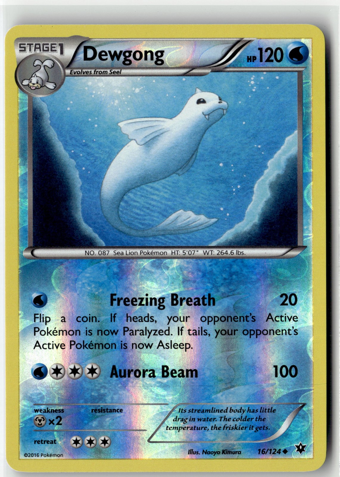 Dewgong Uncommon XY - Fates Collide 16/124 Reverse Holo NM