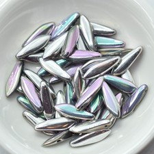5x16mm Dagger Crystal Glittery Silver, 25 Beads Czech Glass