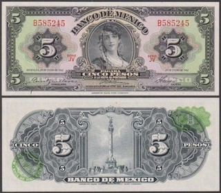 El Banco De Mexico 5 Pesos 1961 UNC P 60