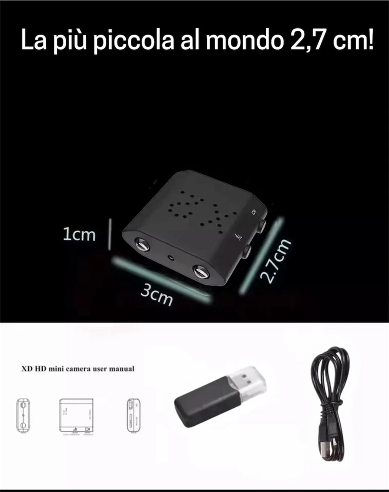 Micro telecamera infrarossi portatile mini cam microcamera camera notturna - Immagine 3 di 4