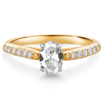1.18 Ct White Created Sapphire G/H Lab Grown Diamond 10K Yellow Gold Engagement