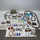 Costume Jewelry Lot Vintage Earrings, Necklace Bracelets