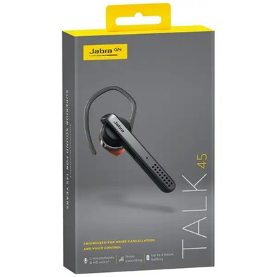 Jabra Talk 45 Silver Bluetooth Headset Mono Ear HD Voice Noise Cancelling Mic