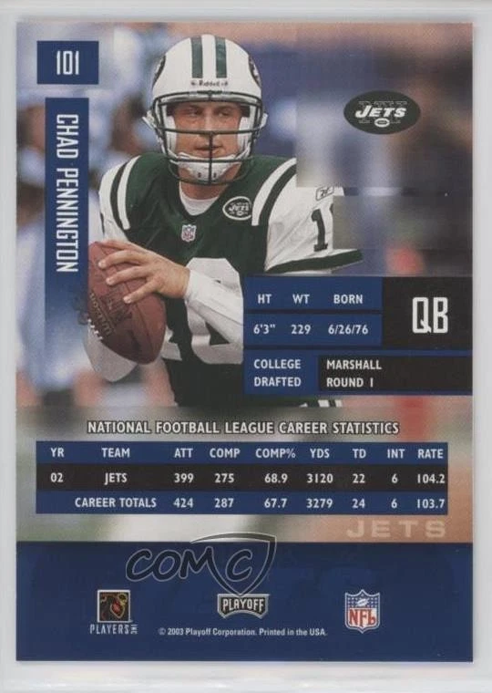 2003 Playoff Prestige Chad Pennington #101 - Image 2 of 2