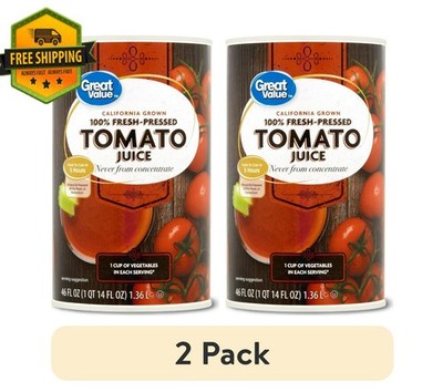 Great Value Fresh Pressed Tomato Juice 46oz 100% Natural Drink (2-Pack)