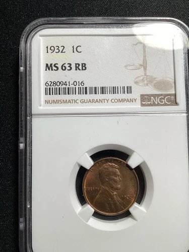 Beautiful High Grade 1932 Lincoln Cent.  NGC GRADED MS 63 RB