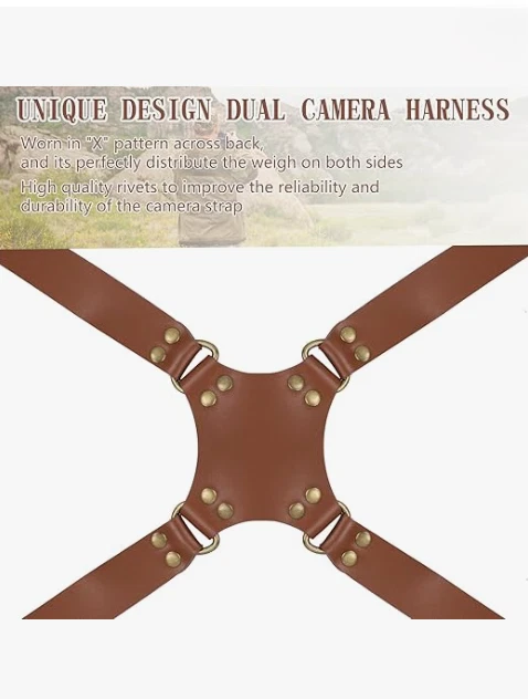 Двойной ремень ремня безопасности для двух камер, кожаный плечевой ремень DSLR/SLR - Изображение 4 из 4