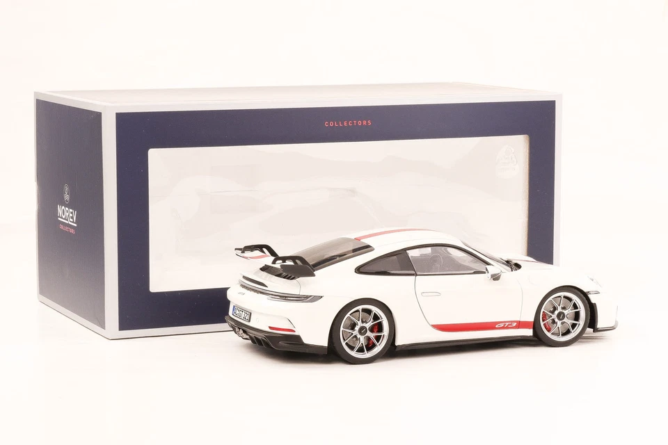 1:18 Norev Porsche 911 992 GT3 Blanc Ouverture Rouge Rayures Avec Polices 2021 - Photo 2/4