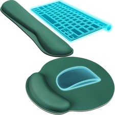 Ergonomic Keyboard  Mouse Pad Set with Wrist Rest for Pain Relief, Forest Green
