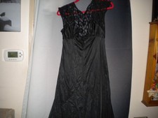 Petra Fashions Gown Vintage 90s Lingerie Long lacetop Black Chemise Size M USA