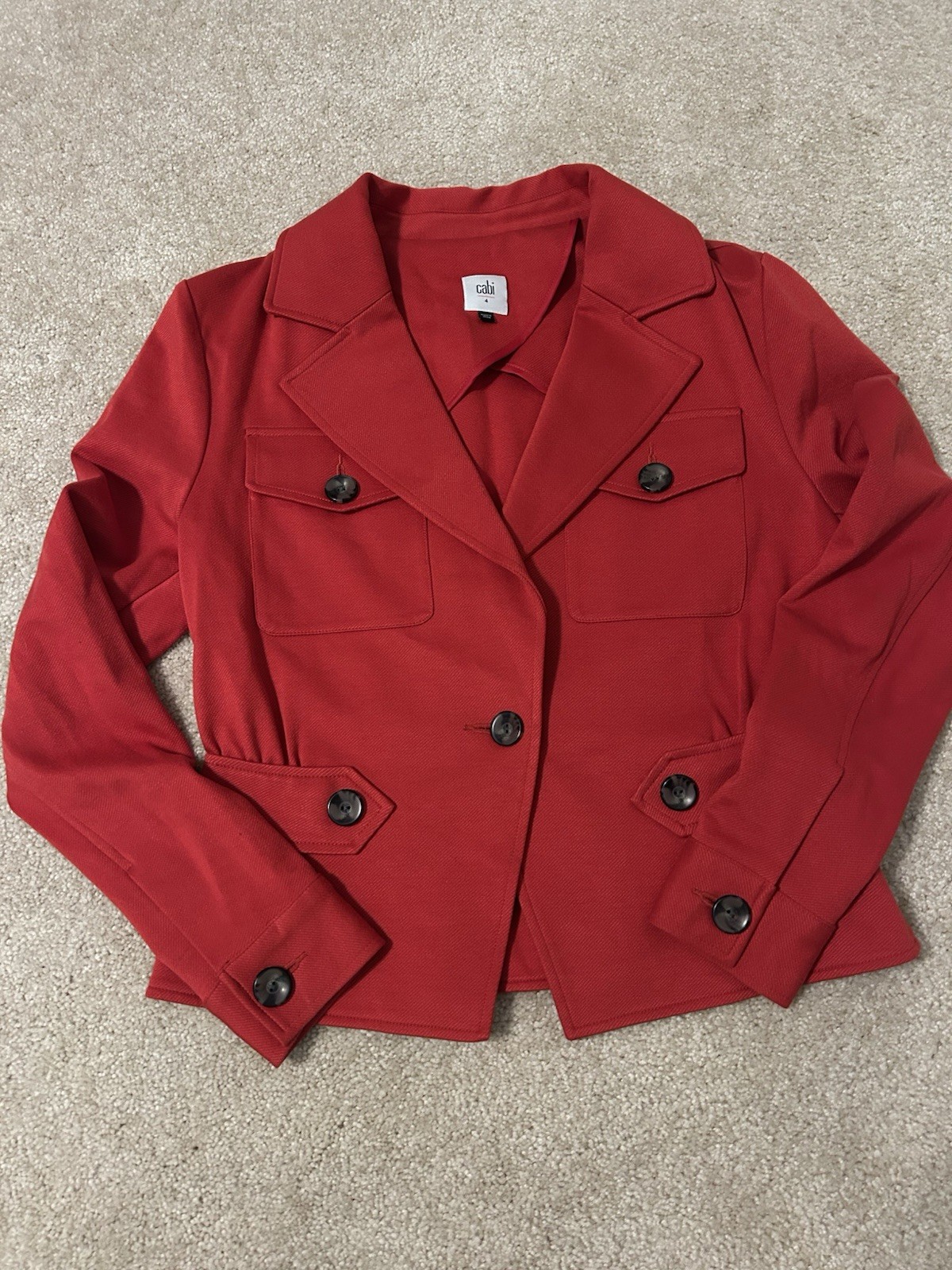 Cabi Women's Red Basic Jacket Button Front Collar… - image 3