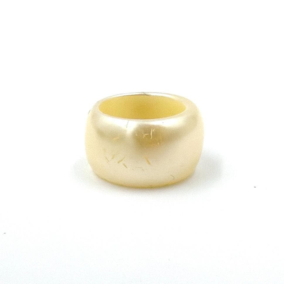 Auth CHANEL Coco Mark Ring Womens Ivory Size 15 Genuine Luxury Jewelry thumbnail 4
