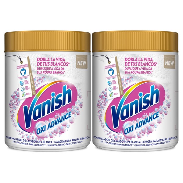 Vanish Oxi Advance Quitamanchas para la Ropa Blanca,elimina olores,polvo-2x400gr