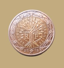 2 Euro Münze, Frankreich "Lebensbaum" 2019, zirkuliert aber noch gut erhalten!