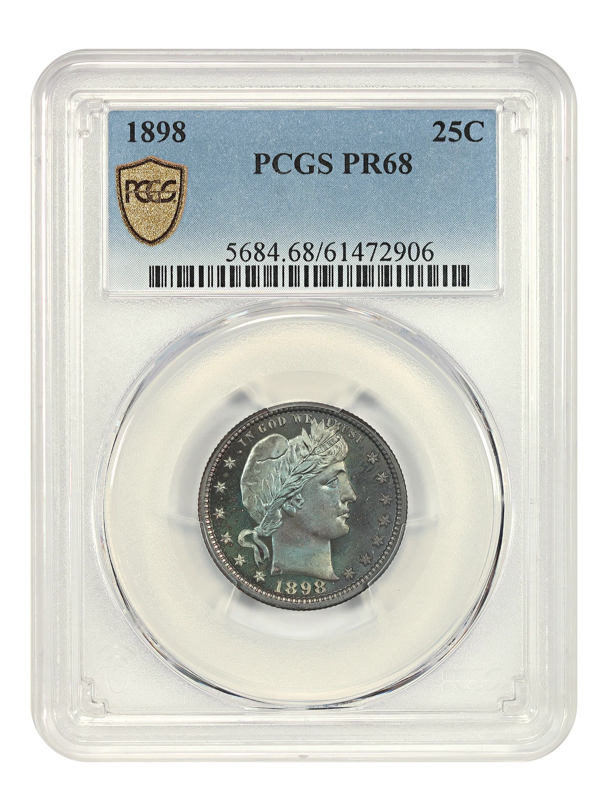 1898 25C PCGS PR68 - Barber Quarter