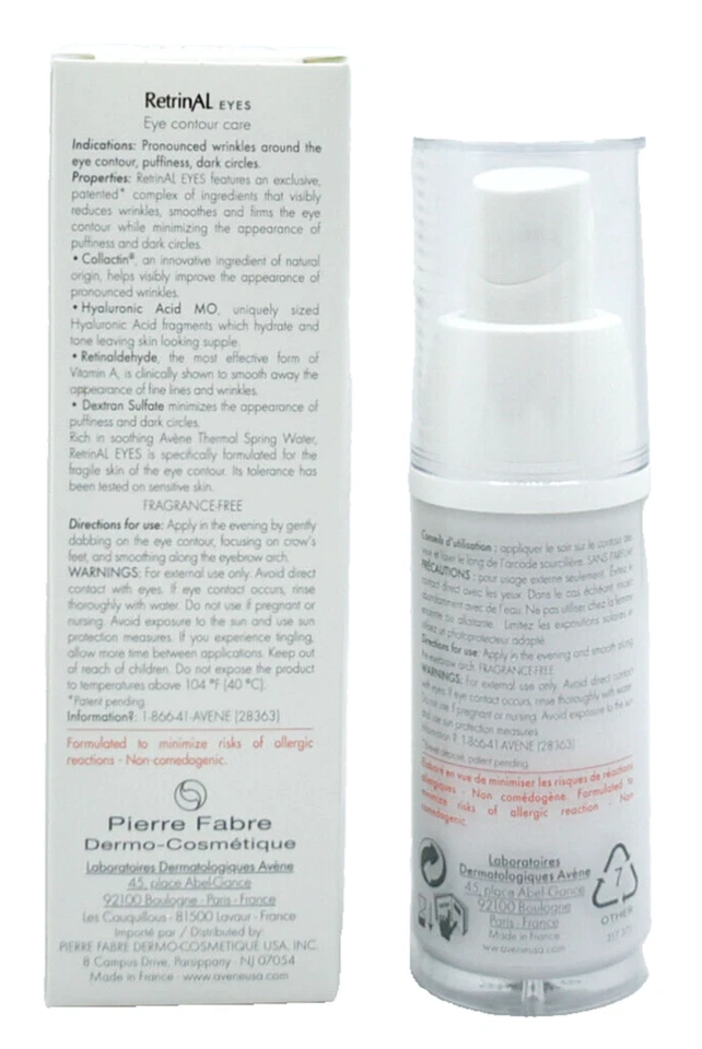 Avene Retrinal уход за контурами глаз - 0,5 жидкой унции / 15 мл * новый в коробке * подлинный * срок годности 07/2026 - Изображение 4 из 4