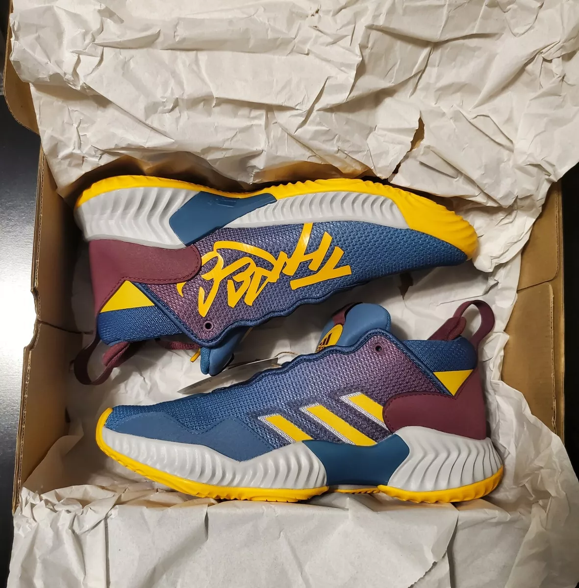 Adidas Court Vision Purple Yellow Blue Mens Size 9.5 Basketball