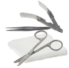 Suture Removal Kit w/Suture Stitch Scissors, Forceps, Staple Removal, and Gauze