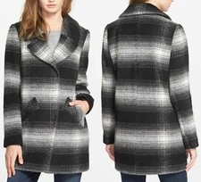 Jessica Simpson Women's Wool Blend Brushed Plaid Coat, Size M L, NWT
