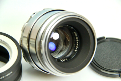 Lens Helios-44-2 58mm f./ 2 M42 Silver + Sony E NEX for E-mount 
