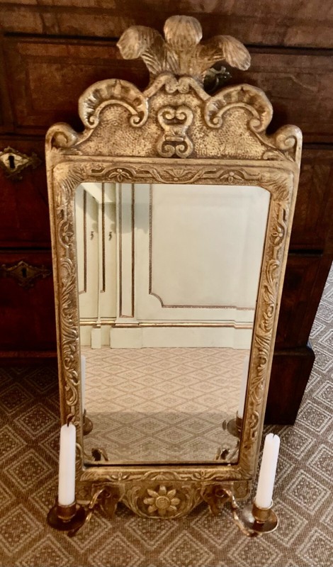 Rare Queen Anne ,Prince of Wales Style, Gilt Gesso Girondole, 2 Candle Arms