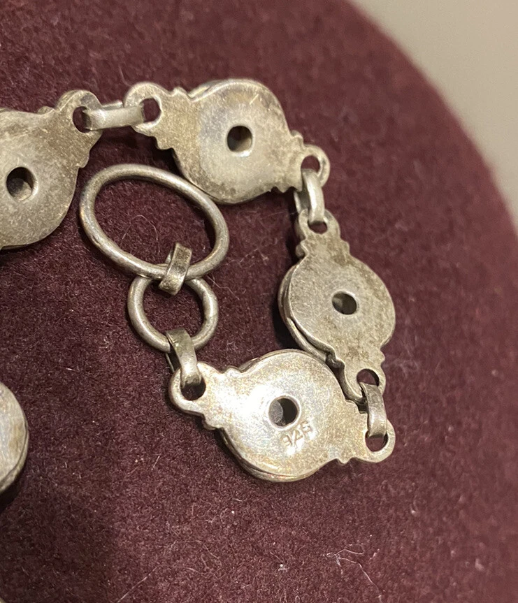 Garnet filigre artisan 925 Silver chained bracelet - Image 3 of 4