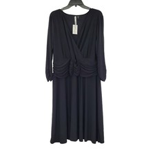 NY Collection Women's Plus Size Ruched A-Line Dress Black Size 2X
