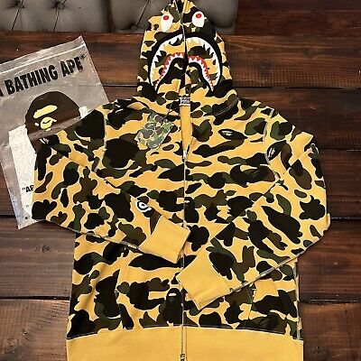 BAPE 1st Camo Shark Full Zip Hoodie Yellow Size Medium BAPE 1st Camo Shark Full Zip Hoodie Yellow Size Medium