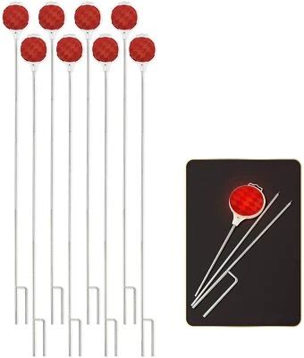 CZC AUTO 8x Red Reflective Driveway Markers 37.5" Durable Rustproof Reflectors Metal Post