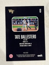 TATE BALLESTERO 2024 ONIT Athlete Wake Forest Baseball BLACKOUT short print