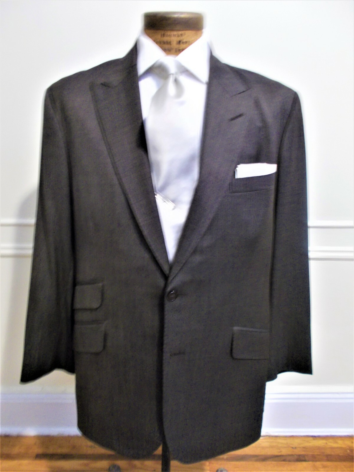 Paul Stuart Custom Brown Wool Single Breasted Pea… - image 1