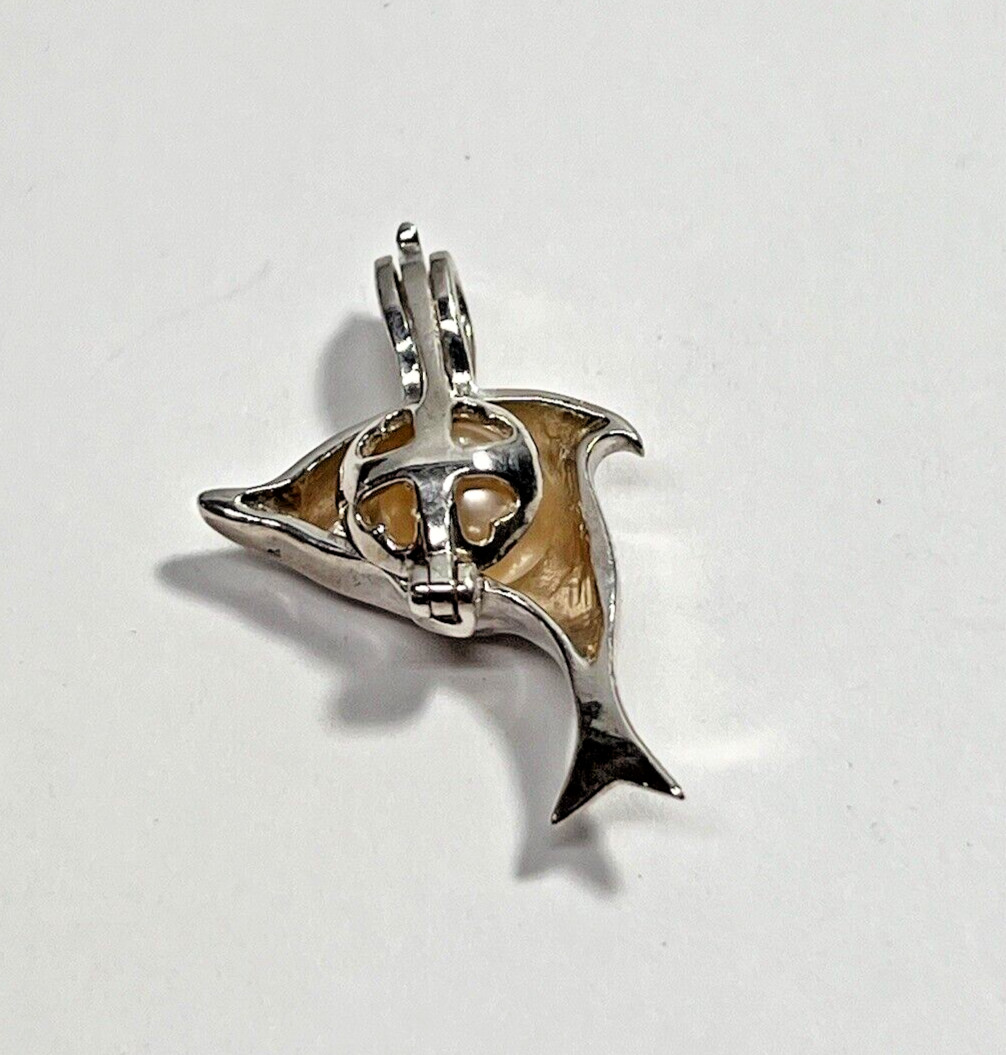 Beautiful Solid Silver 925 Designer Dolphin & Pea… - image 6