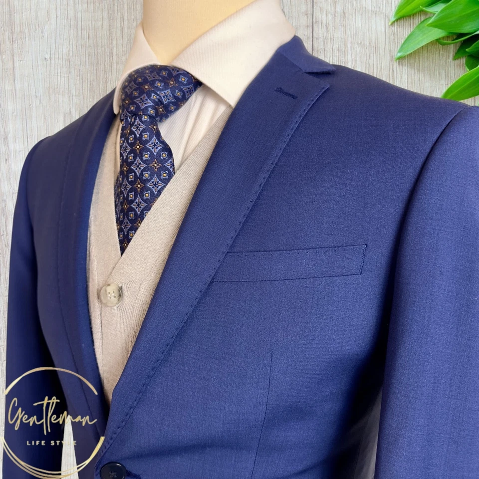 CALVIN KLEIN мужской Blazer Sport пальто две пуговицы куртка 40R шерсти синий костюмы - Изображение 3 из 4