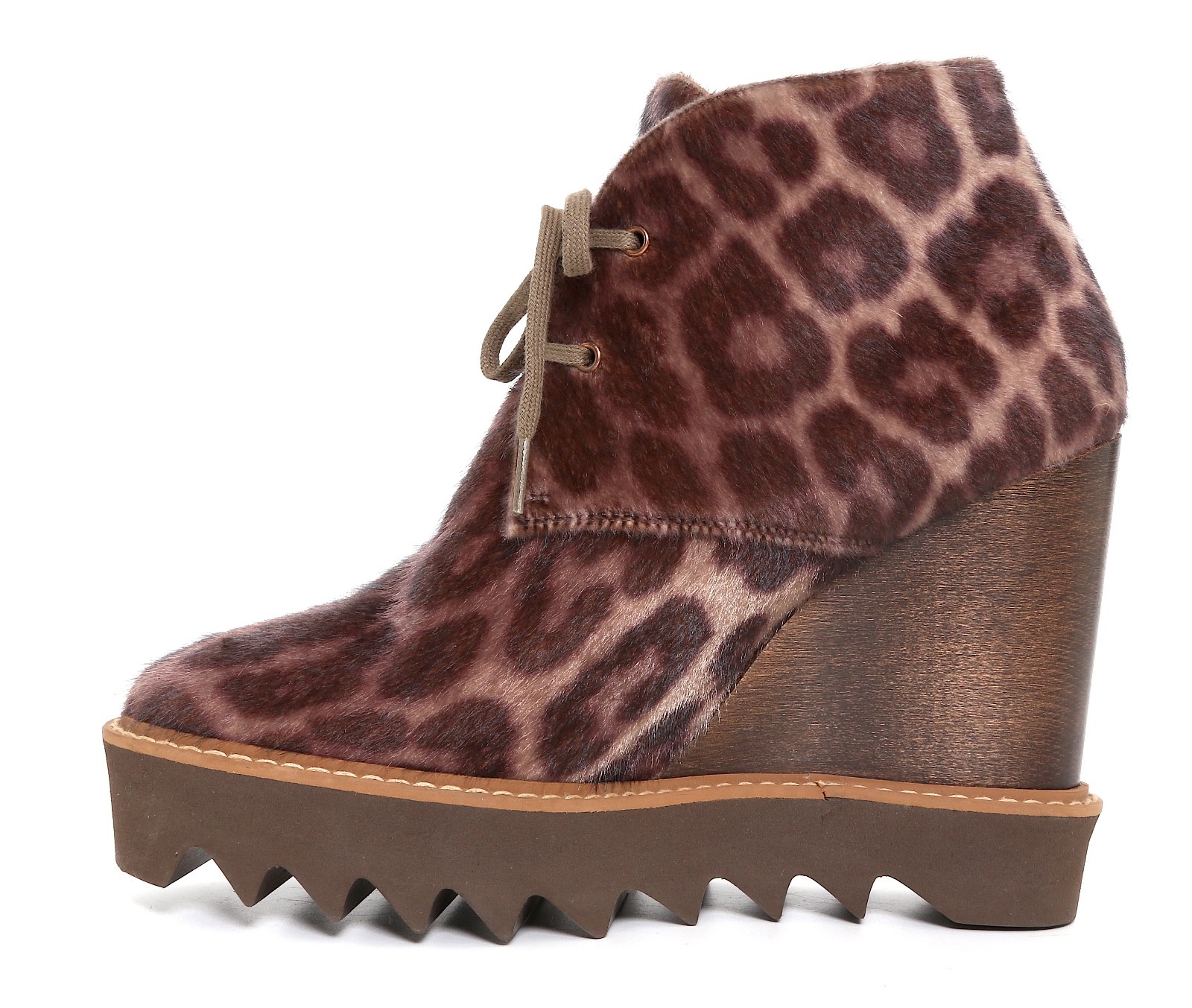 Stella Mccartney Leopard Print Brown Wedge Bootie Z4475* Women Size 39 EUR image 6