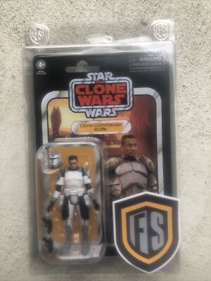 Star Wars Vintage Collection CLONE COMMANDER WOLFFE 3.75 NICE W/PROTECTOR CASE