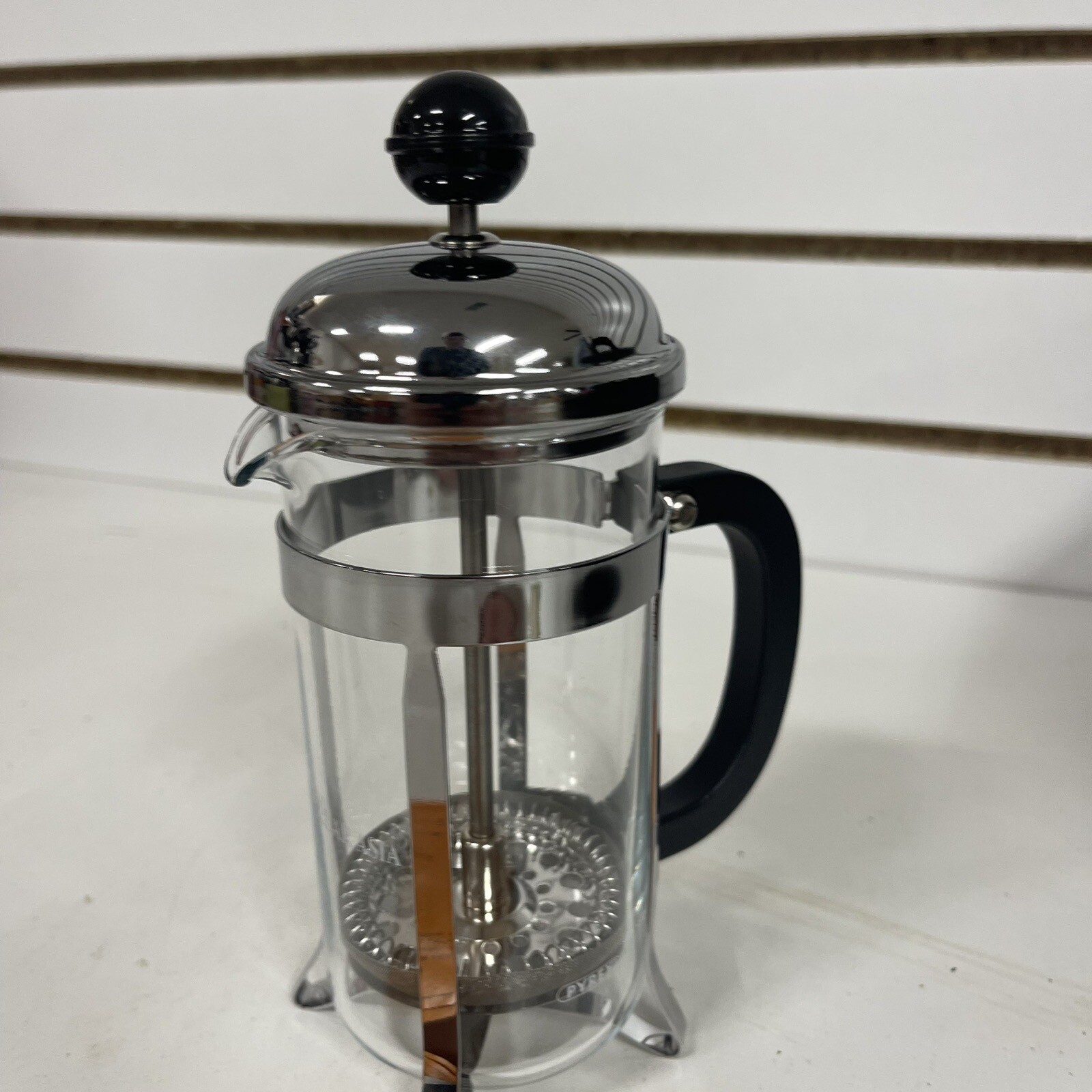Pyrex French Press Coffee Maker 12oz Chrome Travel Size Small Caterpillar BL