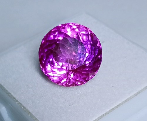 Piedra preciosa suelta redonda de zafiro Montana rosa púrpura natural de 8,85... - Imagen 7 de 12