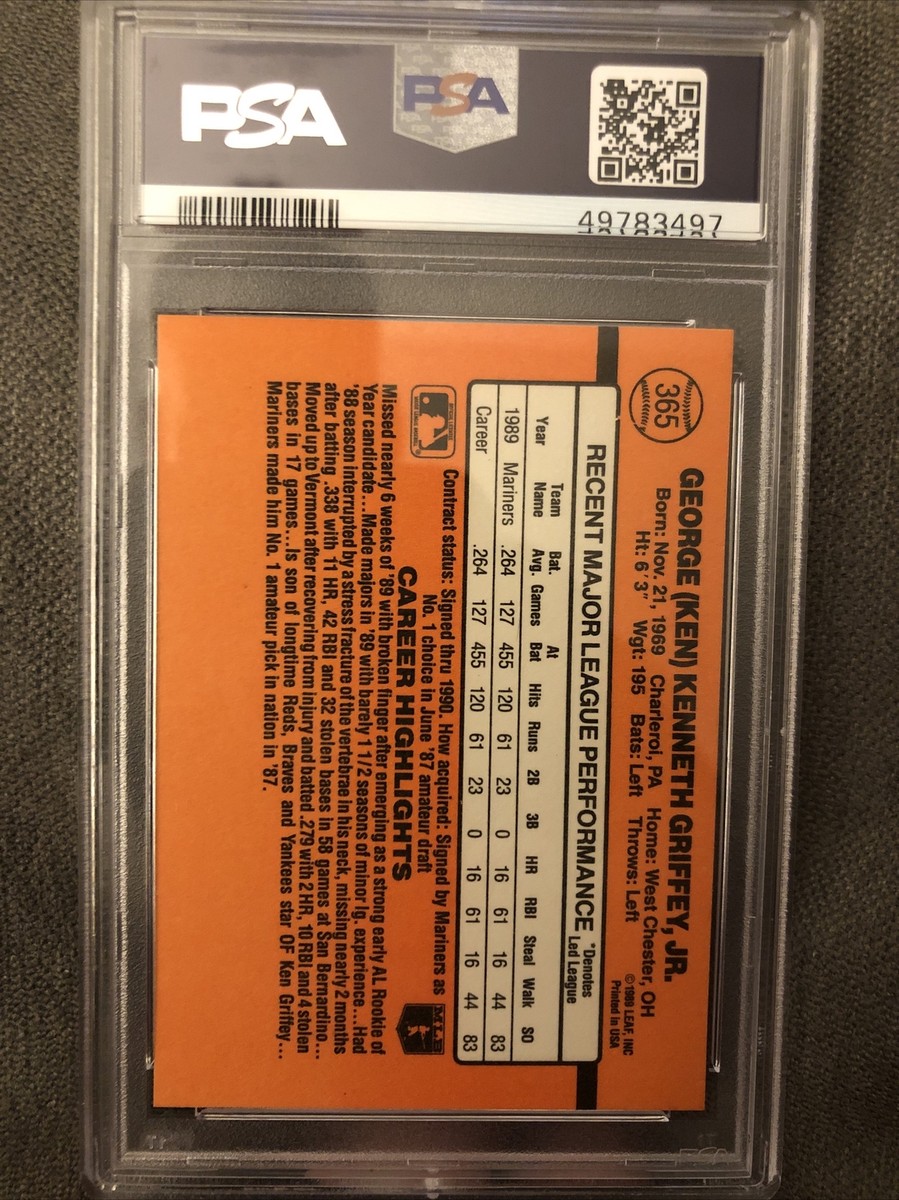 1990 DONRUSS KEN GRIFFEY JR. #365 PSA 9 MINT ERROR CARD *SEE