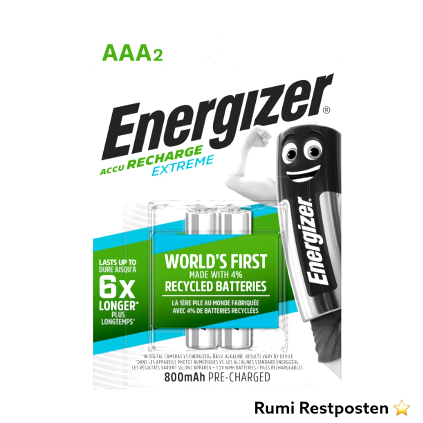 Thumbnail - Energizer Recharge Extreme Aaa 800 Mah Akku Nimh Micro Hr03
