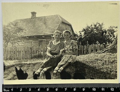 Two Pretty Cute Young Women Charming Attractive Ladies Nice Girls Old Photo