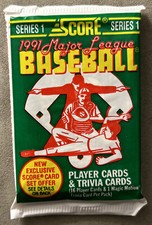 1991 Score Baseball Pack Candy Maldonado Indians (Top) Eric Anthony Astros (Back