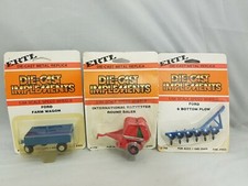 Vintage 1/64 ERTL DIE-CAST IMPLEMENTS Farming Ford Toys Baler Wagon Plow