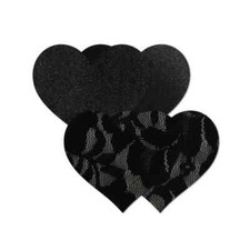 B-SIX NIPPIES BASIC HEART SHAPED NIPPLE PASTIES BLACK NEW B CUP