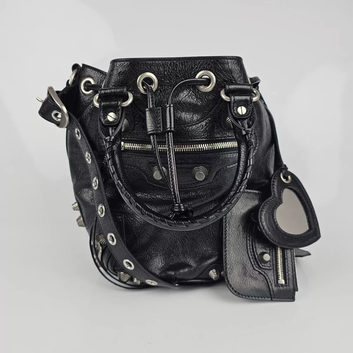 Balenciaga S Le Cagole Black Leather Bucket Bag New
