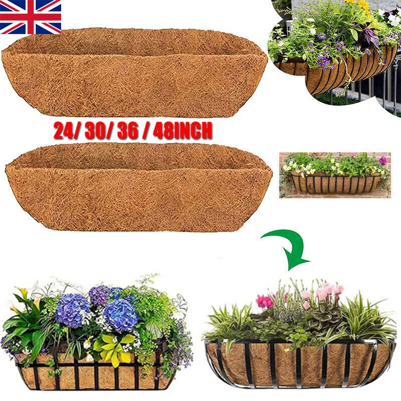 1-5Pcs Trough Coco Liner Planting Flower Wall Hanging Basket Planter Window Box - Image 2 of 4